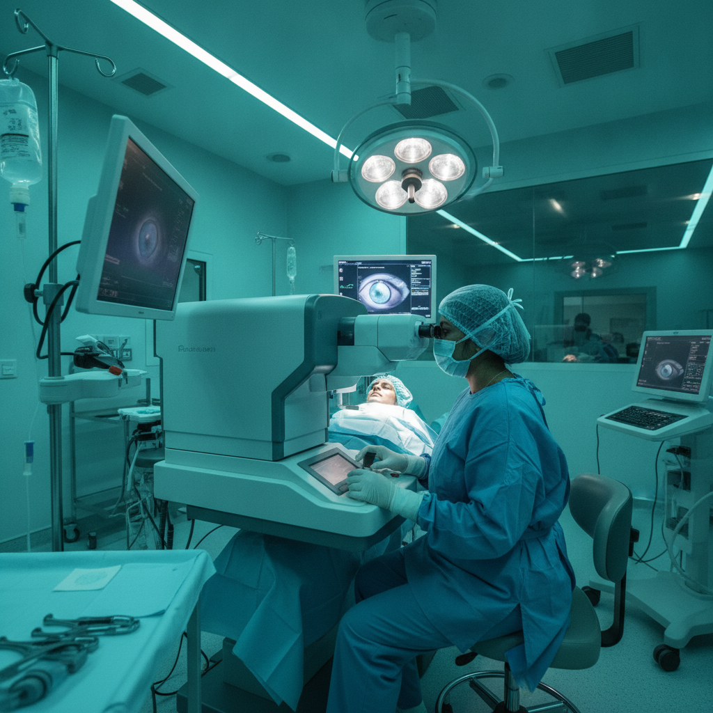 Femtosecond laser cataract surgery in progress at DLEI Pune